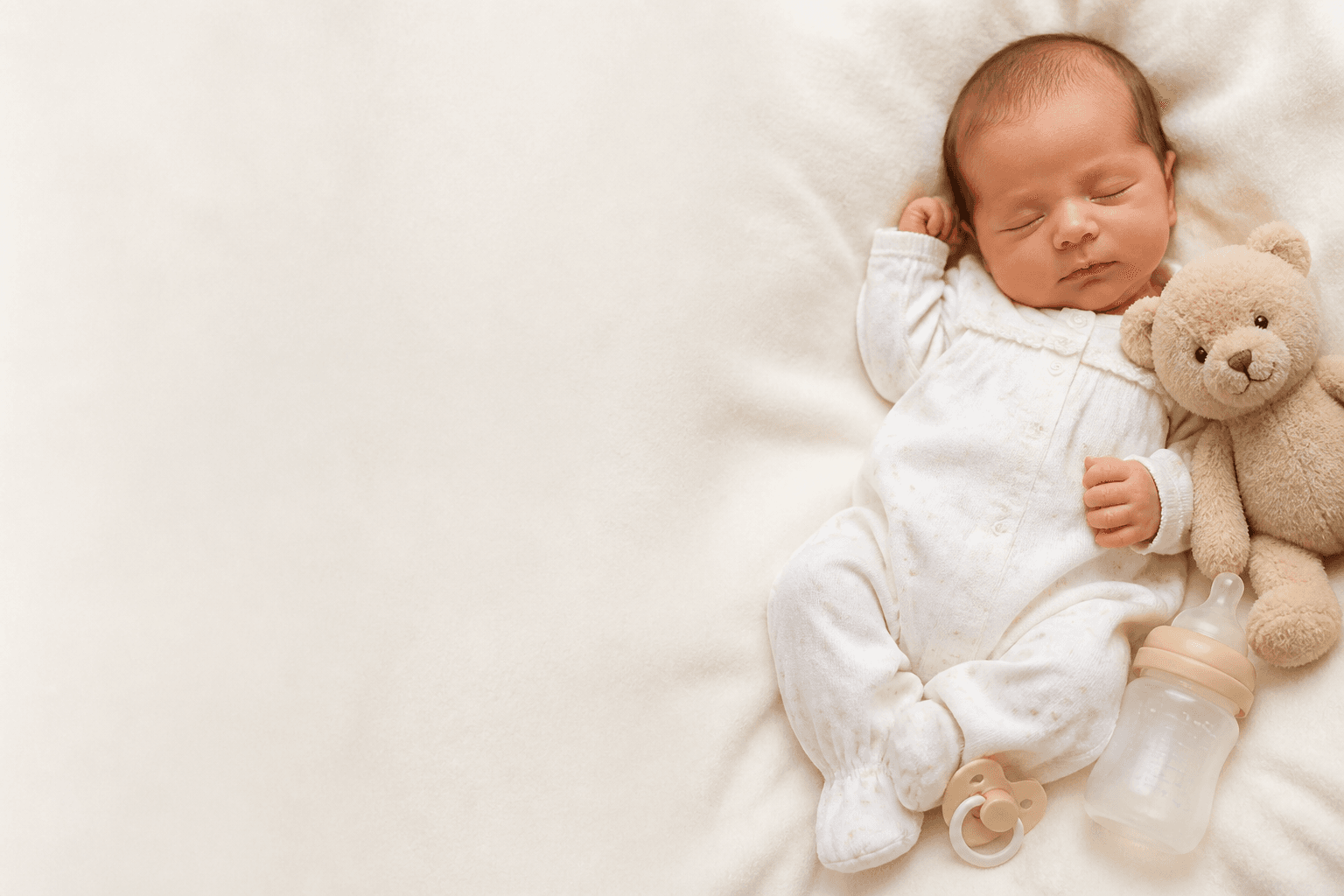 Reborn baby doll with teddy bear and nursery accessories